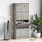 vidaXL Armoire à chaussures Gris béton 63x24x147 cm Bois d'ingénierie
