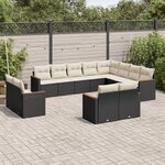 vidaXL Salon de jardin 12 Pièces avec coussins noir résine tressée
