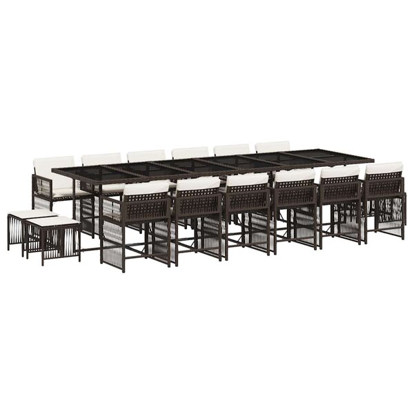 vidaXL Ensemble à manger de jardin et coussins 17 Pièces marron rotin