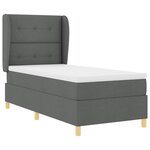 Lit Box Spring vidaXL avec matelas gris foncé 90x200 cm en tissu