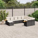 vidaXL Salon de jardin 10 Pièces avec coussins noir résine tressée