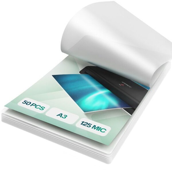 ACROPAQ 50 Pochettes de plastification A3 - 125 mic  50 Feuilles de plastification Standard- Brillantes  Qualité- Coins arrondis