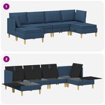 vidaXL Canapé modulaire avec rangement 6 Pièces Bleu Tissu