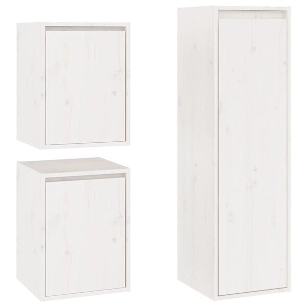 vidaXL Meubles TV 3 Pièces Blanc Bois massif de pin