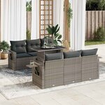 vidaXL Salon de jardin avec coussins 7 Pièces gris résine tressée