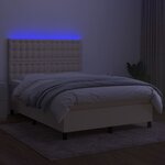 vidaXL Sommier à lattes de lit et matelas et LED Crème 140x200cm Tissu