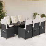 vidaXL Ensemble à manger de jardin 9Pièces coussins noir résine tressée
