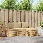 vidaXL Ensemble de canapés d'extérieur 4 Pièces Blanc et Beige
