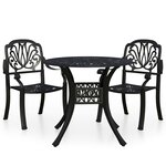 vidaXL Ensemble de bistro 3 Pièces Aluminium coulé Noir
