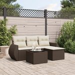 vidaXL Salon de jardin avec coussins 5 Pièces marron résine tressée