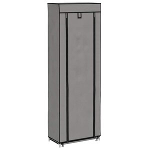 vidaXL Armoire à chaussures avec housse Gris 57x29x162 cm Tissu