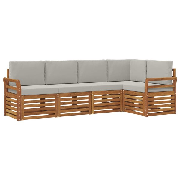 vidaXL Ensemble de canapés d'extérieur 5 pc Gris Naturel et Clair