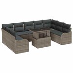 vidaXL Ensemble de canapé de jardin 10 Pièces Gris Poly Rattan