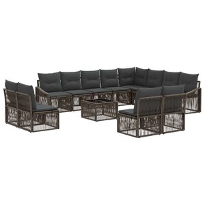 vidaXL Ensemble de canapé de jardin 13 Pièces Gris polyrotin