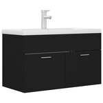 vidaXL Armoire d'évier avec lavabo intégré Noir Aggloméré