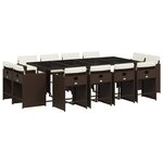 vidaXL Ensemble à manger de jardin avec coussins 13 Pièces marron rotin