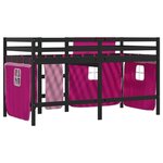 vidaXL Lit mezzanine enfants et rideaux rose 80x200cm bois pin massif
