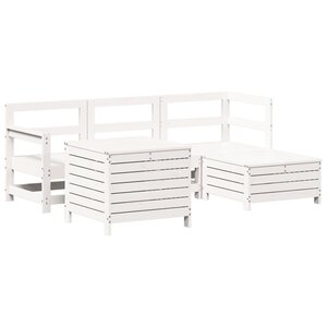 vidaXL Salon de jardin 5 Pièces blanc bois massif de pin
