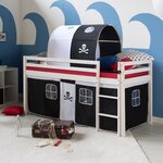 Lit mezzanine 90x200 avec sommier noir pirates