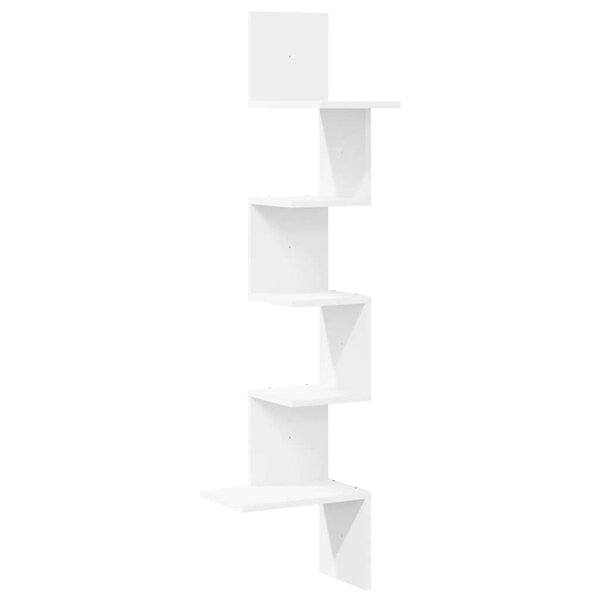 vidaXL Étagère d'angle murale blanc 32x32x127 5 cm bois d'ingénierie