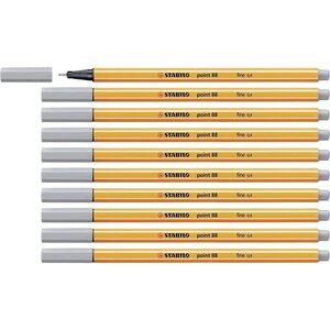 Stylo-Feutre POINT 88 Pointe Fine 0 4 mm gris bleu moyen x 10 STABILO