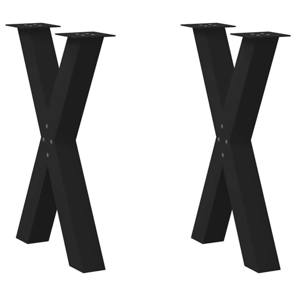 vidaXL Pieds de table à manger en forme de X  2 pièces  noir  50 x (72-73) cm  acier