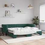 vidaXL Lit de jour avec lit gigogne vert foncé 90x200 cm velours