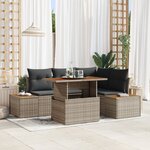 vidaXL Ensemble de repas de jardin de 5 pièces avec coussins gris en poly rattan