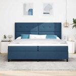 vidaXL Lit à ressort LED avec matelas Bleu 200 x 200 cm tissu