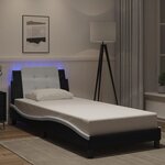 vidaXL Cadre de lit avec lumières LED noir blanc 100x200 cm similicuir