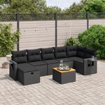 vidaXL Salon de jardin 8 Pièces avec coussins noir résine tressée