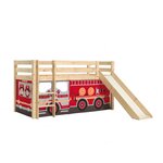 PINO Lit Compact avec Toboggan Pin Massif Nature Pompiers