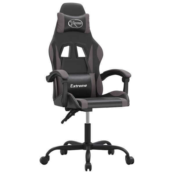 vidaXL Chaise de jeu pivotante Noir et gris Similicuir