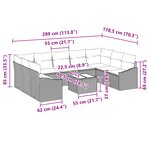 vidaXL Ensemble de Canapés de Jardin 10 pièces avec Coussins Brun Poly Rattan