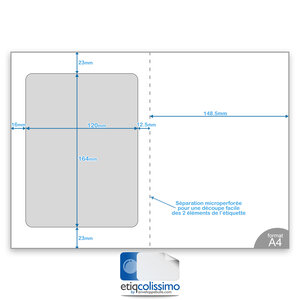 Lot de 250 planches a4 avec étiquette colissimo intégrée 164 x 120 mm