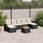 vidaXL Salon de jardin 8 Pièces avec coussins noir résine tressée