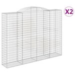 vidaXL Paniers à gabions arqués 2 Pièces 300x50x220/240 cm fer galvanisé