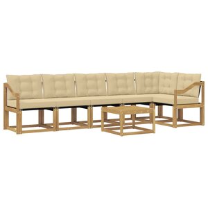 vidaXL Ensemble de canapés d'extérieur 7 Pièces Blanc et Beige