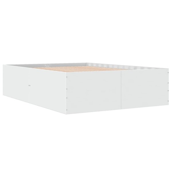 vidaXL Cadre de lit blanc 135x190 cm bois d'ingénierie