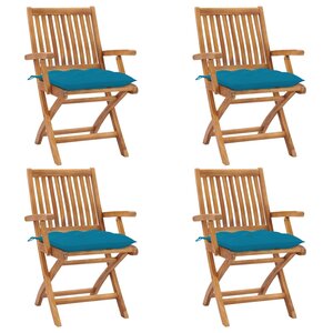 vidaXL Chaises pliables de jardin avec coussins lot de 4 Teck solide