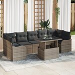 Ensemble de Canapés de Jardin 8 Pièces avec Coussins Gris Poly Rattan