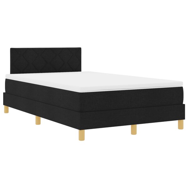 vidaXL Lit à ressorts et matelas noir 120x200 cm en tissu