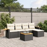 vidaXL Salon de jardin 6 Pièces avec coussins noir résine tressée