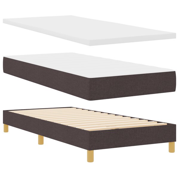 Lit sommier avec matelas vidaXL en marron foncé  90x200 cm  tissu
