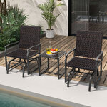 Meubles 3 pièces de patio coulissants charge 180 kg salon de jardin 2 fauteuils en rotin avec mousse à séchage rapide en verre trempé marron 20_0008898