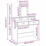 vidaXL Table de Toilette Blanc 100 x 41 x 140 cm Bois d'ingénierie
