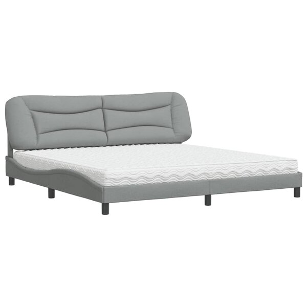 vidaXL Lit avec matelas gris clair 200x200 cm tissu