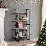 vidaXL Bibliothèque à 4 niveaux gris béton 80x30x140cm bois ingénierie