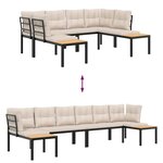 vidaXL Salon de jardin avec coussins 4 Pièces noir acier enduit de poudre