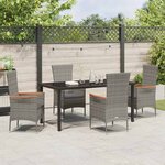 vidaXL Ensemble de salle à manger pour jardin 5 Pièces Gris Poly rotin